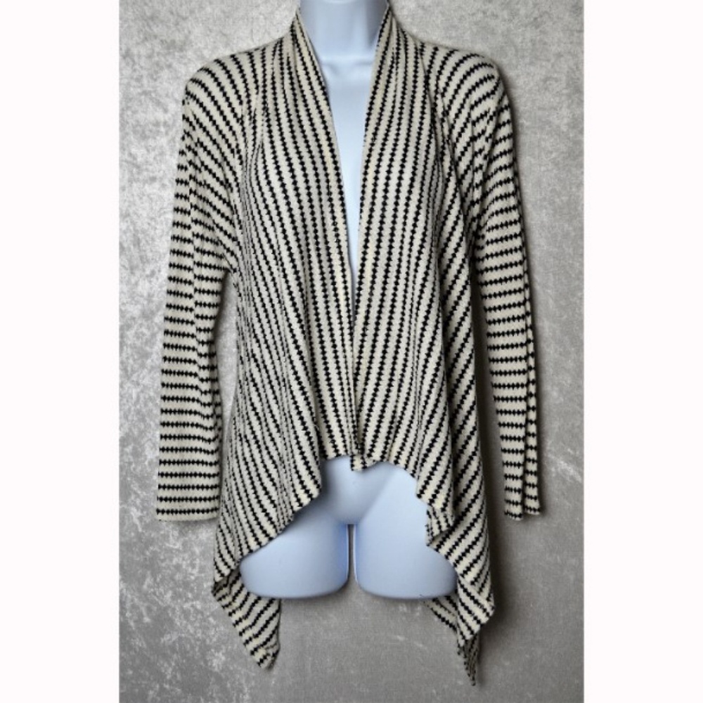 Lily White Striped High-Low Draped Cardigan
